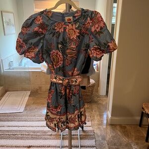 Farm Rio Wonderful Bouquet Blue Mini Dress